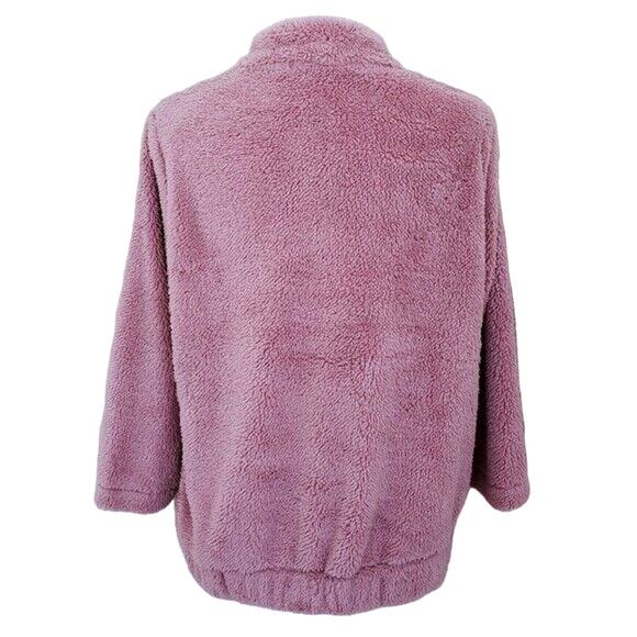 Knapp Studio Fleece Jacket Women M Pink Mock Neck Fuzzy Quarter Zip Pullover NEW - Picture 7 of 9